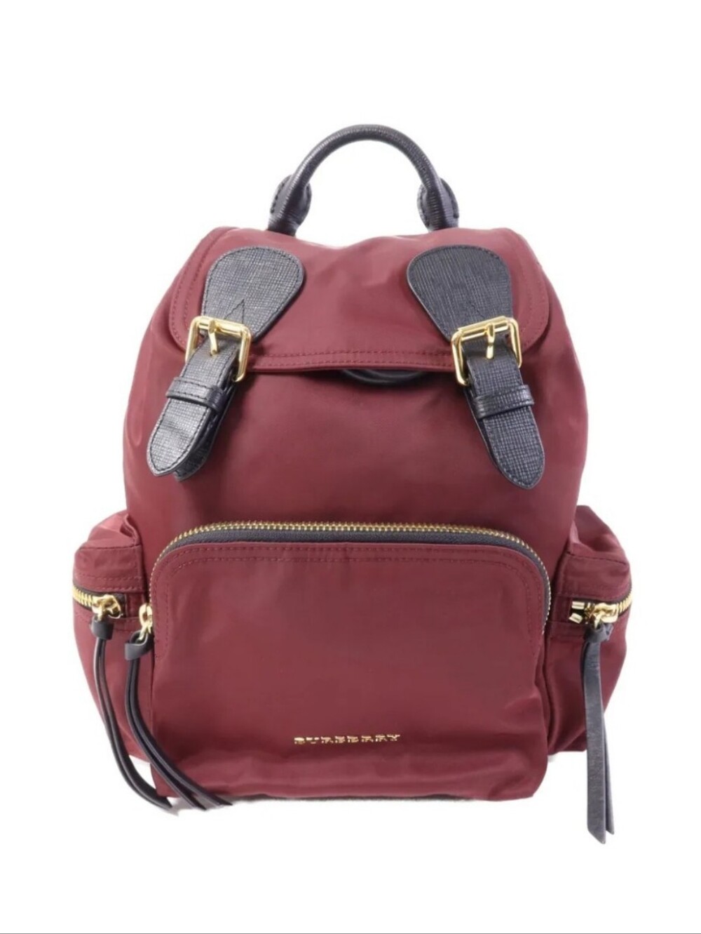 Burberry Burgundy Nylon Backpack with Black Trim